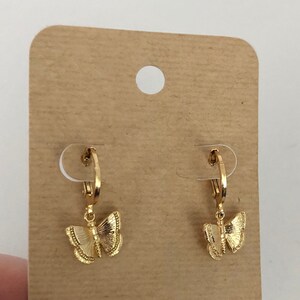 Butterfly Gold Hoop Earrings Huggie Hoops Small Hoops 18k Plated Gold ...