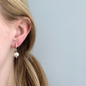 Pearl & 18k Gold Plated Mini Huggie Hoop Earrings