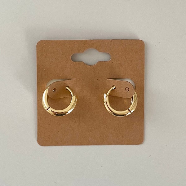 Gold Chunky Small Hoop Earrings | Thick Gold Hoops | 18k plated gold