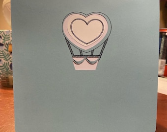 Love Greeting Card: Heart Air Balloon Design