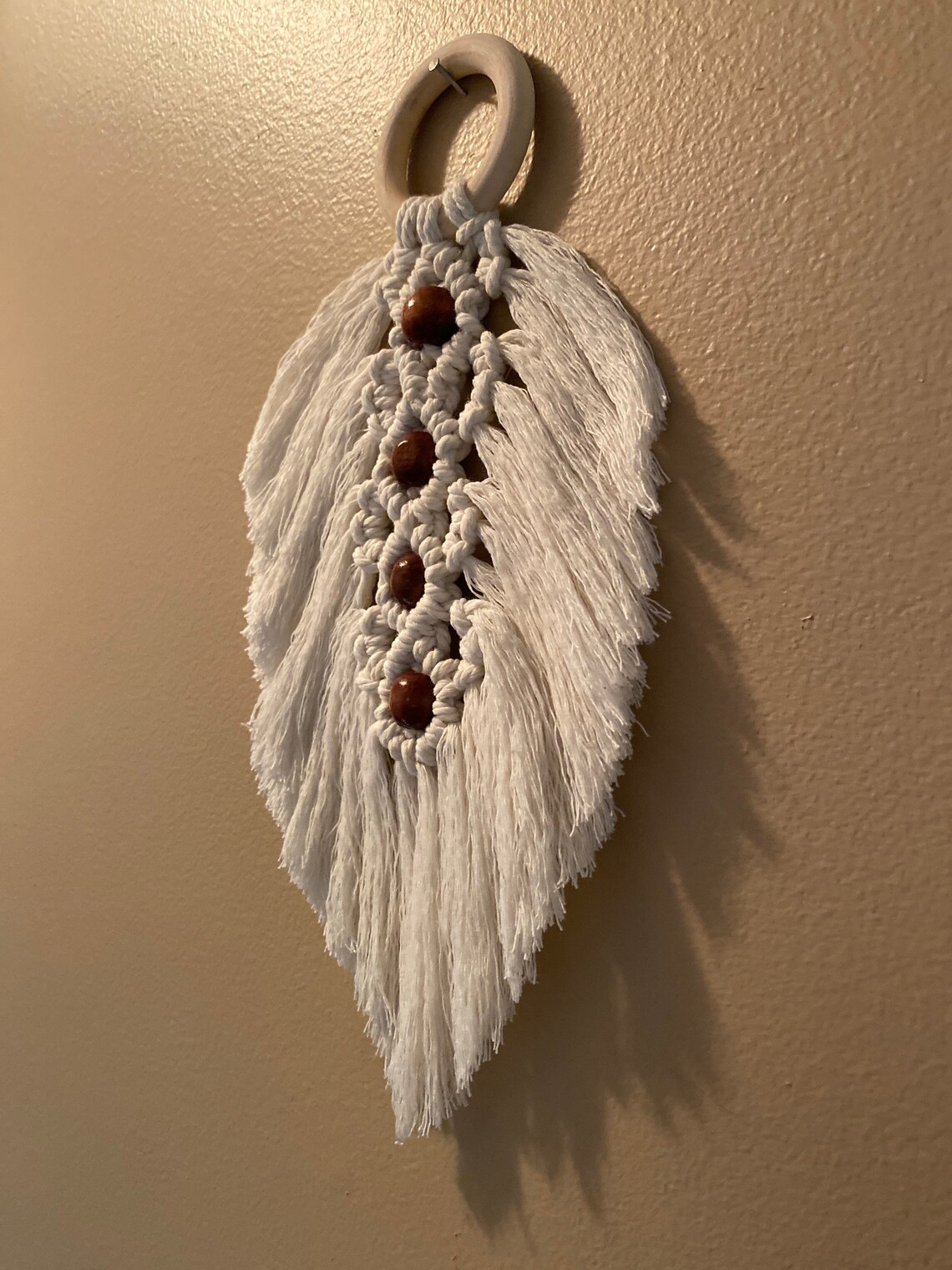 Handmade Macrame Feather with wooden Beads Etsy