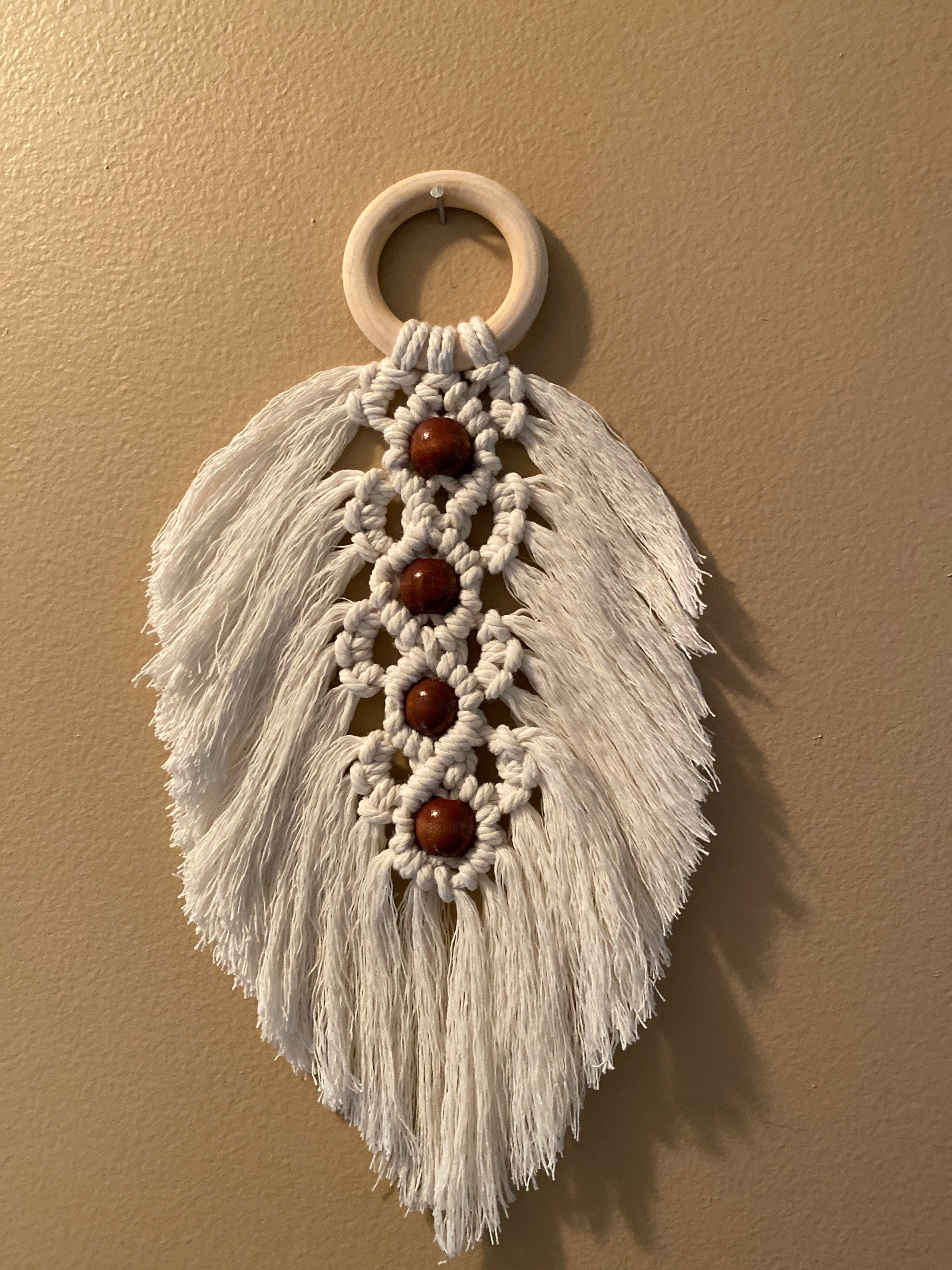 Handmade Macrame Feather with wooden Beads Etsy