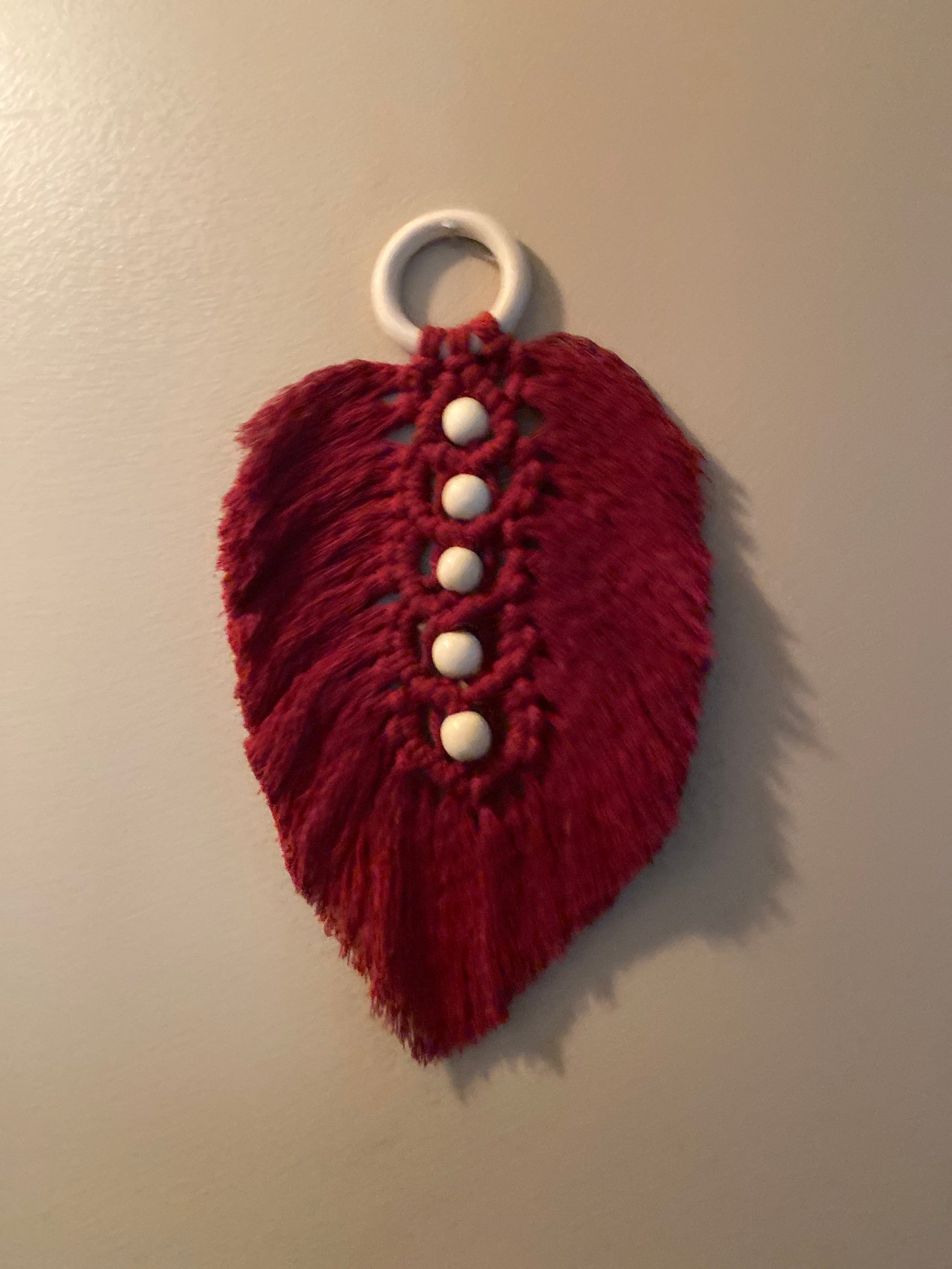 Handmade Macrame Feather with wooden Beads Etsy