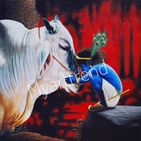 Buy Krishna Painting 65x66 Cm Canvas Painting Home Decor Online in India -  Etsy
