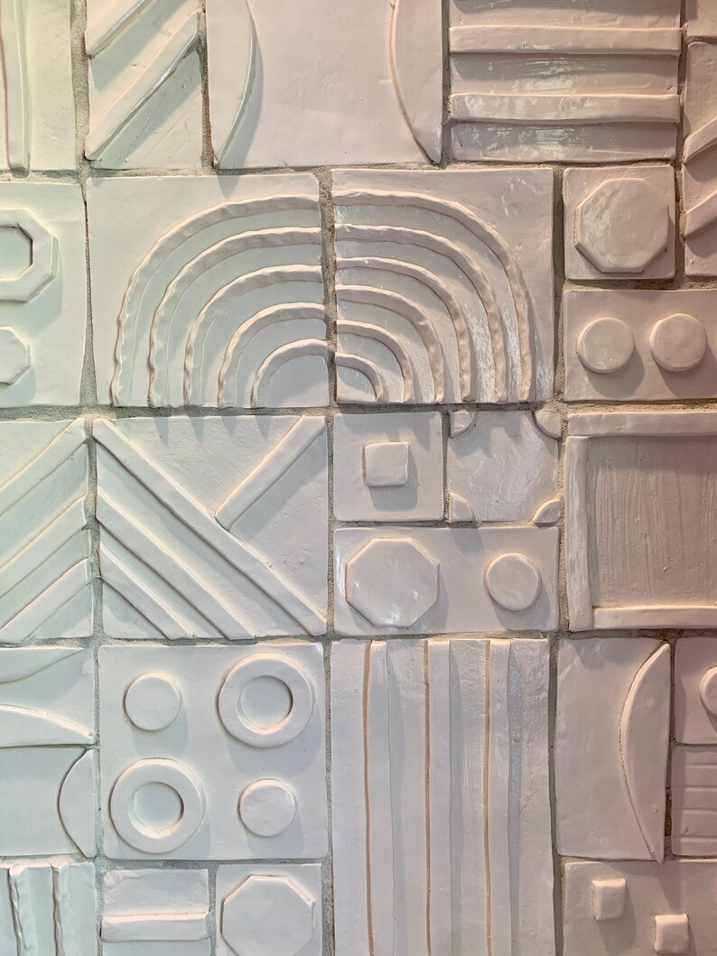Handmade Custom Ceramic Tile Backsplash Abstract Shapes Etsy