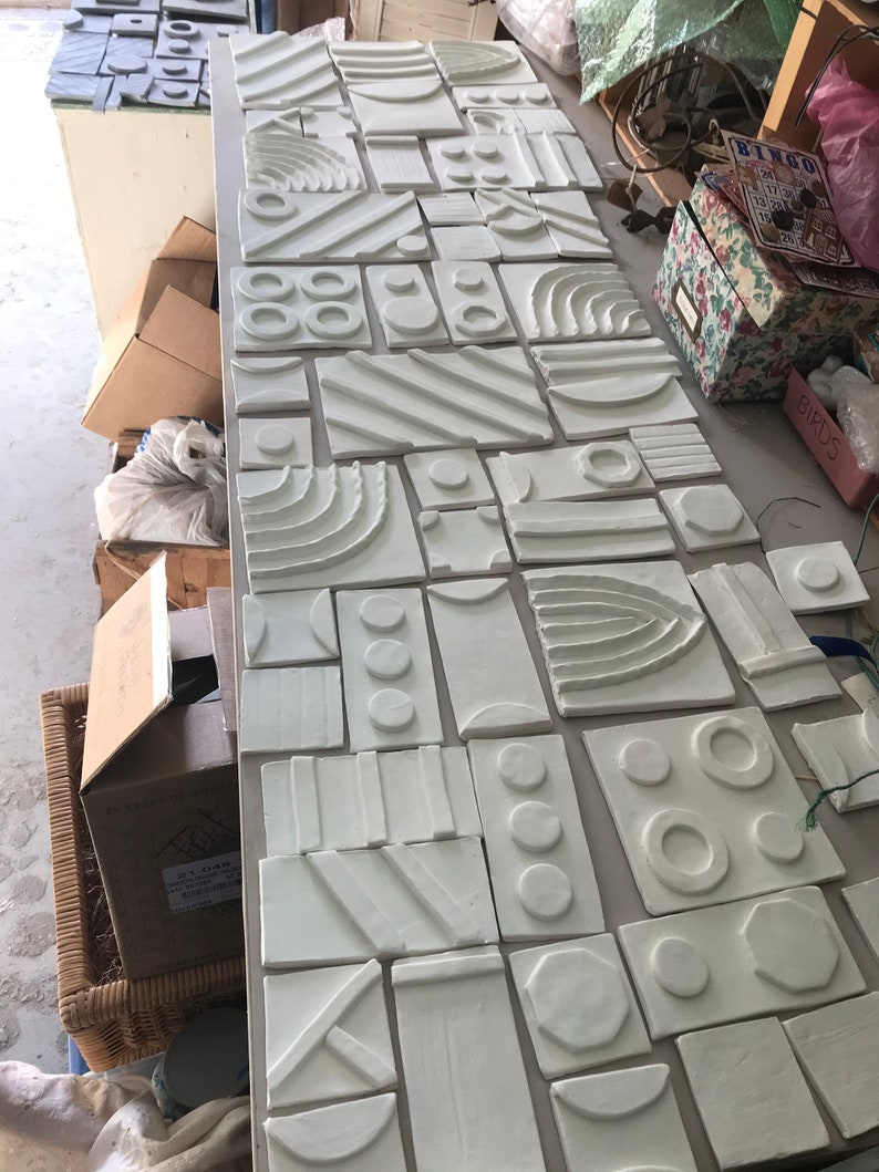 Handmade Custom Ceramic Tile Backsplash abstract Shapes Etsy