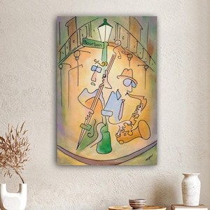 New Orleans Bourbon Street / Jazz / Large Sizes Available / Canvas Print Ready To Hang.