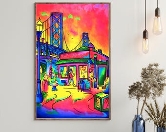 San Francisco Coffee Print: Red's Java House Giclee Canvas Art