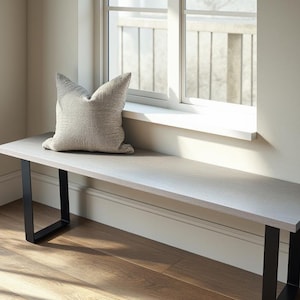 Entryway Bench / Many Sizes and Colors To Chose From / Hardwood Top With Metal Legs.