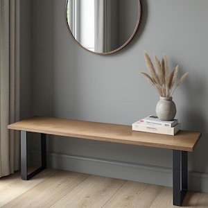 Customizable Wood and Metal Entryway Bench - 5 Color Options