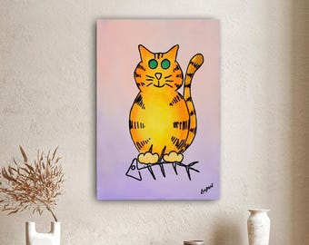 Orange Cat Giclée Print: Gallery Quality Canvas Art, Ready to Hang