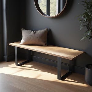 Handcrafted Bench, Tailored to your dimensions.  Wood bench.  Thin and sleek but very strong hardwood bench for Entryway or porch or hallway