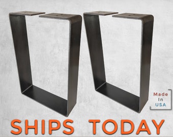 Heavy Duty U Table Legs (Pair): Black Metal, Industrial Bench Legs