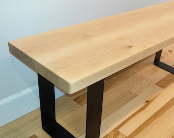 Hardwood Maple Bench with Industrial Metal Legs