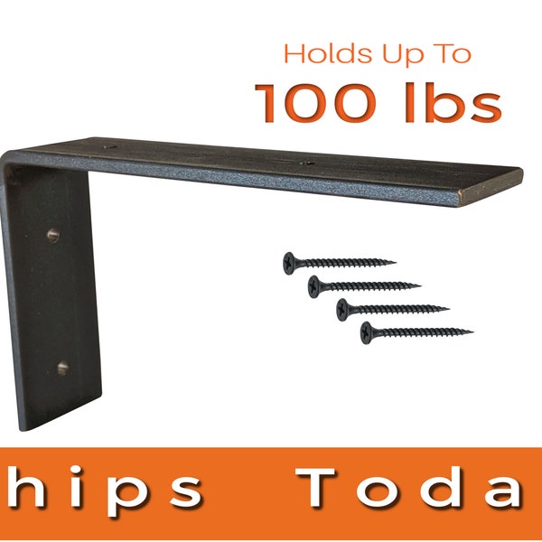 Heavy Duty Metal Shelf Bracket for shelving. L Bracket.  Black metal Brackets that include screws.  Floating Shelves.