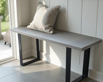 Customizable Wood and Metal Entryway Bench - 5 Color Options
