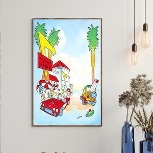 California In-N-Out painted by California Artist John Landon.  Giclee Canvas Print of Original Artwork.  Stretched Canvas Ready To Hang.