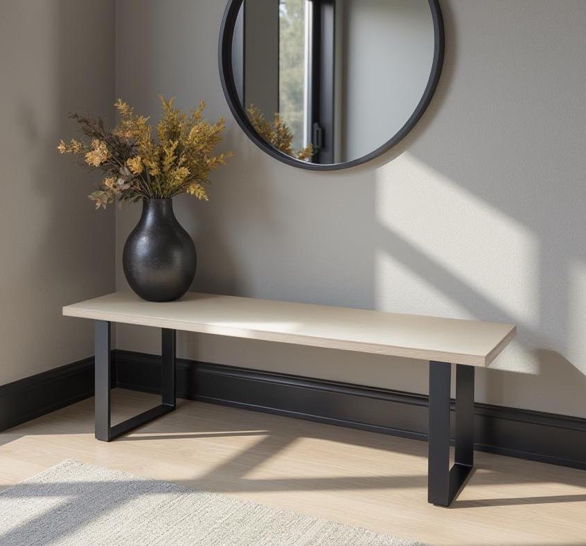 Customizable Entryway Bench: Wood & Metal, 5 Colors