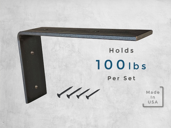 Heavy Duty Metal Shelf Bracket: Black Steel L Bracket, Screws Included
