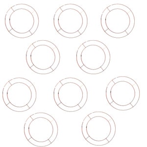 May include: Ten round metal wreath frames. The frames are made of a thin, flexible metal and are ideal for creating wreaths.