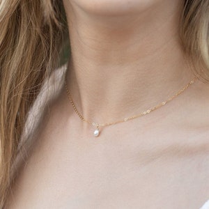 Dainty Oval Pearl Choker Necklace: Sterling Silver June Birthstone