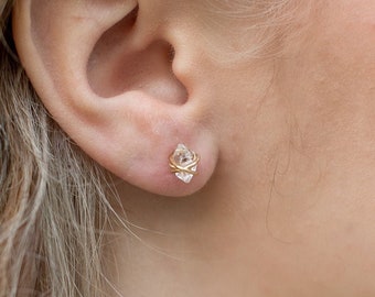 Herkimer Diamond Studs Stud Earrings Minimalist Post April Birthstone Herkimer diamond earrings Raw stud earrings Raw Crystal stone earrings
