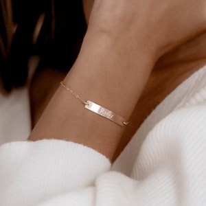 Gold Bar Bracelet Friendship Bracelet Personalized Bridesmaids Gift Custom Engraved Name Bracelet Personalized Gift for Her Gift for Mom