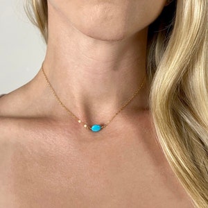 Collier Turquoise Véritable Collier Turquoise Bleu Naturel Collier Turquoise Dainty Collier Real Kingman Turquoise Cadeau pour elle