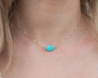 Turquoise Choker Necklace for Women Dainty Choker Simple Necklace Delicate Necklace Kingman Turquoise Necklace Gemstone Necklace Gift