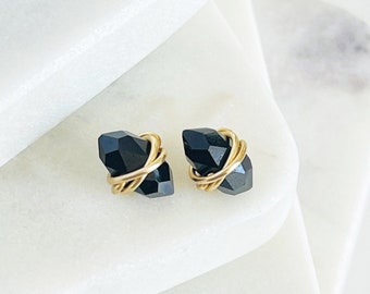 Black Onyx Earrings Studs • Black Onyx Studs • Black Onyx Earrings • Onyx Stud Earrings • Best Friend Gift • Minimalist Jewelry