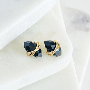 Black Onyx Earrings Studs • Black Onyx Studs • Black Onyx Earrings • Onyx Stud Earrings • Best Friend Gift • Minimalist Jewelry