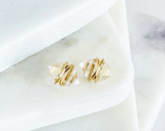 Gold Herkimer Diamant Ohrstecker: April Geburtsstein Ohrringe