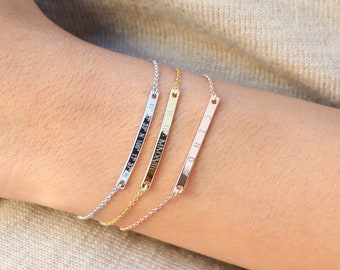 Personalized Bracelet for Women Custom Gold Bar Bracelet Personalized Gift Monogram Initial Bracelet Friendship Engraved Name Bracelet