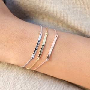 Personalized Bracelet for Women Custom Gold Bar Bracelet Personalized Gift Monogram Initial Bracelet Friendship Engraved Name Bracelet