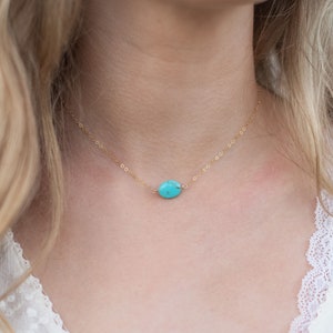 Sieraden Kettingen Chokers Gemstone Necklace Turquoise Necklace Delicate Necklace Gift Simple Necklace MARA Necklace • Turquoise Choker Necklace • Dainty Choker 