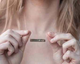 Personalized Gold Bar Necklace: Custom Coordinates, Sterling Silver