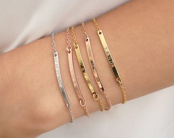 Bracelet de barre d'or personnalisé pour les femmes Bracelet de nom de cadeau de fête des mères Cadeau de Noël pour son Bracelet d'amitié