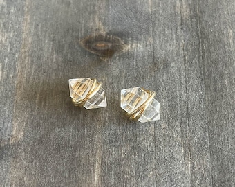 Herkimer Diamond Studs Earrings Minimalist Post April Birthstone Herkimer diamond earrings Raw stud earrings Raw Crystal stone earrings