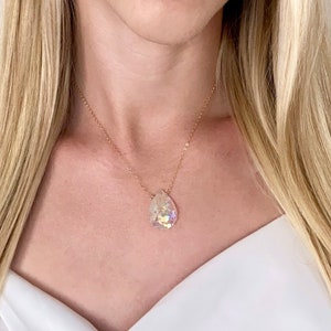 Anjo Aura Colar de cristal de quartzo prata esterlina cura pedras preciosas Aura Quartz 14k colar de ouro Anjo Aura pingente de quartzo joias de cura