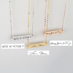 Custom Handwriting Bar Necklace: Personalized Memorial Jewelry