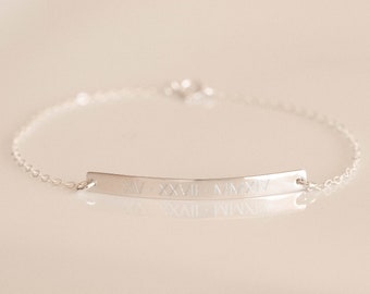 Sterling Silver Personalized Bar Bracelet: Custom Initial Friendship Gift