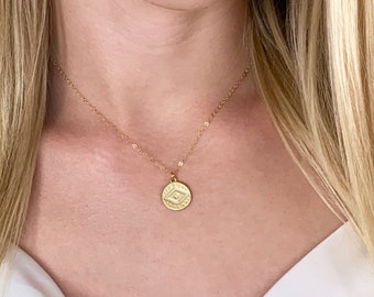 Evil Eye Necklace Gold Coin Necklaces for Women Gold Pendant Necklace Gift for Her Evil Eye Jewelry Dainty 14k Gold Layering Necklace