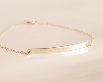 Dainty Personalized Bar Bracelet Sterling Silver Gold Filled Bar Bracelet Friendship Bracelet Best Friends Gift Bridesmaids Wedding Jewelry