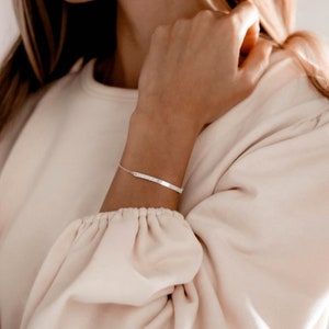 Sterling Silver Custom Bracelet Silver Bar Bracelet Name Bracelet Mother&#39;s Day Christmas Gift for Her Friendship Bracelet Bridesmaids Gift