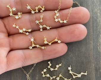 Constellation Celestial Necklace Zodiac Sign Necklace Friendship Gift Diamonds 14k gold filled CZ Layering Necklace Dainty Birthday Gift