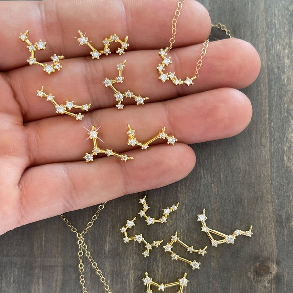 Constellation Celestial Necklace Zodiac Sign Necklace Friendship Gift Diamonds 14k gold filled CZ Layering Necklace Dainty Birthday Gift