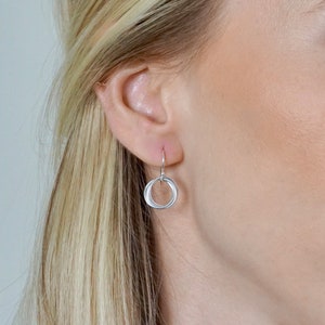 Sterling Silver Multi Rings Earrings, Silver Circle Earrings, Gift for Her, Simple Everyday Earrings