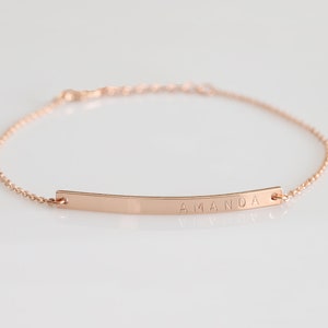 Personalized Rose Gold Bracelet Custom Rose Gold Friendships Bracelet Bridesmaids Gift Rose Gold Jewelry Engraved Bracelet