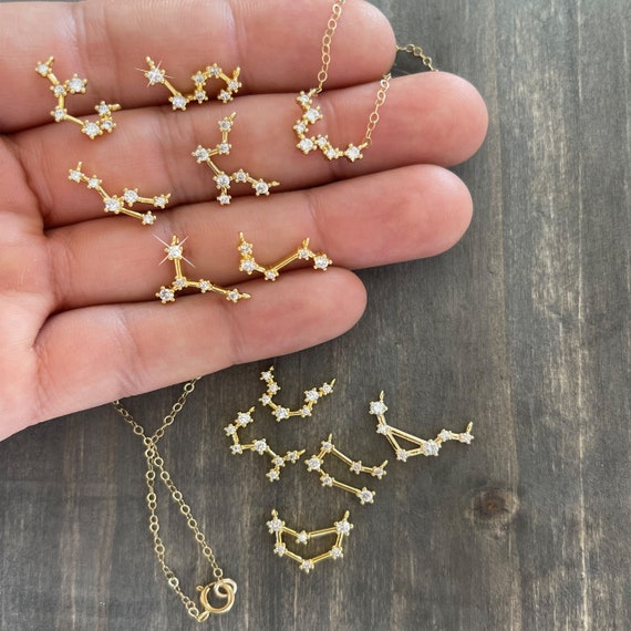 CZ Crystal Constellation Necklace: 14k Gold Filled Zodiac Sign