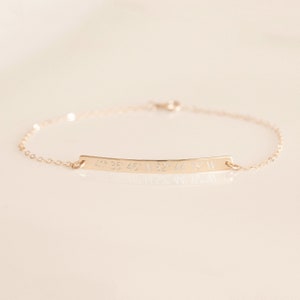 Dainty Gold Bar Bracelet Custom Sterling Silver Bar Bracelet Personalized Friendship Bracelet Best Friends Gift Engraved Bracelet